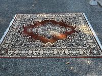 Full view of rug laid flat showing pattern and size