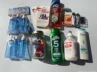 All items arranged on surface showing full lot