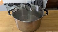 Stock pot with lid on countertop
