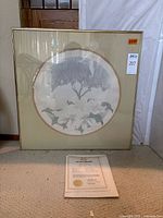 Complete framed artwork with certificate displayed