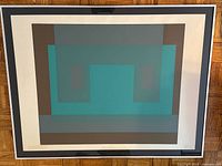 Full framed serigraph showing geometric abstract design and matting