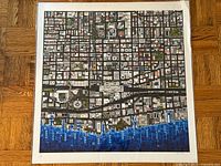 Full view of square unframed James Fowler Toronto print showing entire artwork and white border