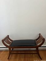 Front view of wood accent bench