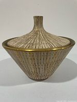 Overall view of ceramic lidded bowl