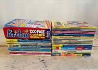 Stacks of Archie digest comics, showing overall lot and quantity