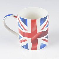 Mug angled view showing Union Jack pattern and interior