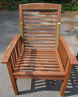 Front view of acacia slatted chair