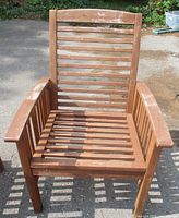 Front view of Walker Edison acacia slatted chair