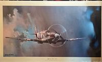 Full view of framed Spitfire print on board