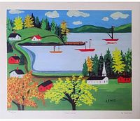 Front view of Maud Lewis lithograph showing full artwork and margins