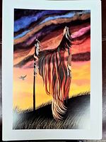 Full view of Betty Albert color lithograph showing imagery and borders