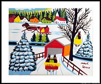 Full view of Maud Lewis lithograph showing artwork and white border