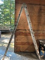 Full view of ladder in A-frame position