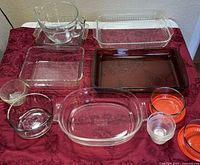 Overall layout of all glass bakeware and bowls