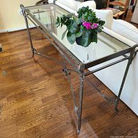 Full view of glass-top console table