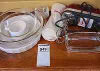 All items grouped: mixer, bag, bowls, loaf pan