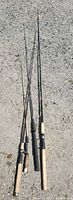 Four fishing rods laid out to show full length and relative sizes