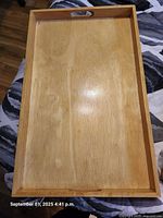 Top view of first wood serving tray