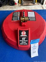 Top view showing full cleaner head, brand logo, 15" marking, quick-connect fitting