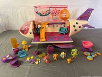 Overall view of Pet Jet playset open with figures and accessories displayed