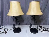 Both lamps with shades attached, cords visible