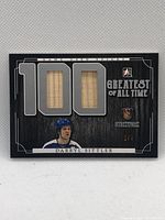 Front of Darryl Sittler Stickwork Greatest of All Time card with stick pieces visible