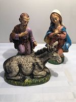 Group view of Joseph, Mary and donkey figures