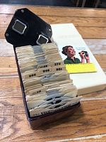 Viewer and slides inside burgundy box