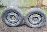 Front view of both tires on rims