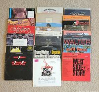 Group shot of all sixteen LPs laid out in four rows