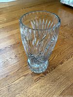 Full view of cut crystal vase showing overall design and size