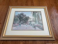 Overall view of framed Claude Monet reprint showing artwork, mat, and frame