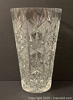 Full view of clear cut crystal vase