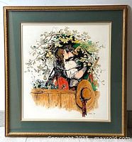 Full view of framed print with mat and frame