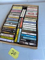 Top view of box showing two columns of cassette spines