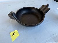 Top view showing entire blackware bowl and bird motif