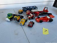 Group shot of all die-cast vehicles and accessory