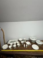 Full lot overview showing all dinnerware pieces together