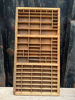 Full view of wooden printer tray showing all compartments