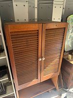 Full view of closed wooden cabinet
