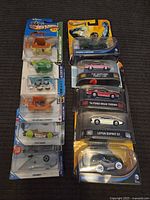 Group shot of all ten sealed Hot Wheels packages