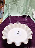 Pie dish with three glasses grouped