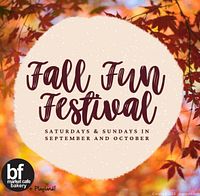 Promotional graphic reading 'Fall Fun Festival' against autumn leaves
