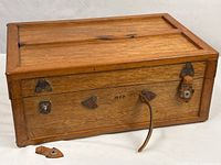Full view of wooden storage box top and front