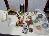 Full lot view showing nativity and assorted ornaments