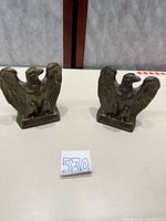 Front view showing pair of eagle bookends