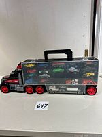 Full view of Dickie DT57 carrier loaded with die-cast cars