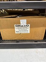 Original Onkyo certified-reconditioned box showing model TX-SR608(B) label