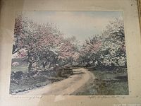 Overall view of antique Beckoning Road print in frame
