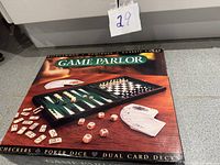 sealed Game Parlor box showing contents illustration